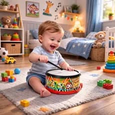 Brinquedo Tamborzinho Infantil de Plástico Instrumento Musical Cores Sortidas
