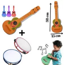 Violão brinquedo + pandeiro 1 unidade de cada.