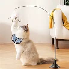 Ventosa Gato Teaser Brinquedo Com Penas Varinha Interativa Engraçado De Cabo Longo Para Gatos Preto