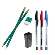 Kit Escolar HB- Lapis HB - Borracha- Apontador- Caneta Esferográfica- Escritório- Papelaria- Volta as aulas