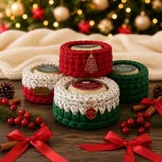 Porta sabonete ou jóias - lembrancinhas de natal em crochê