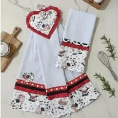 Kit Cozinha Pano de Prato + Bate Mão Decorativo 2 Peças
