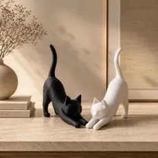 Kit 2 Gatos Decorativos Minimalistas Escultura Moderna para Sala e Escritório