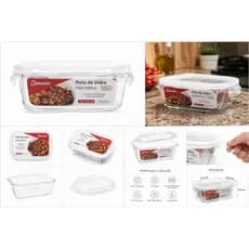 Pote de Vidro Hermético 370ml Tampa com Trava 4 Lados Vedação Silicone Freezer Micro-ondas Belovidro