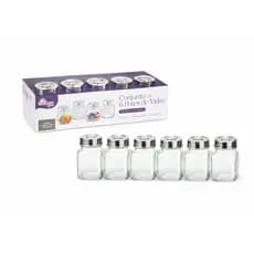 Conjunto 6 Potes de Vidro com Tampa Cromada Porta Temperos Porta Mantimentos Cozinha
