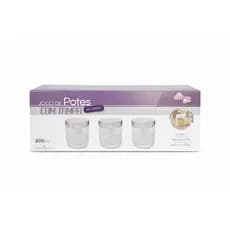 Jogo de Potes de Vidro com Tampa 800ml Kit com 3 Potes para Alimentos Mantimentos Cozinha