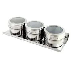 Porta Condimento Tempero Inox Magnético/ Imã Geladeira kit c/3 un CLINK