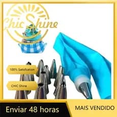 12 Bicos Confeitar Bolo Doce + Acoplador + Saco Confeiteiro Barato Promoção