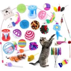 Kit 8 Brinquedos Interativos Para Gato Com Varinha Diversão Aleatório Ratinho Mola Bola