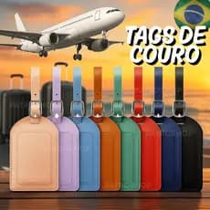 Kit 2 Tag Couro Mala Etiqueta De Identificação Bagagem Segurança Viagem Avião Voo Mochila Chaveiro