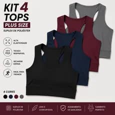 Kit 4 Ou Apenas 2 Top Feminino Fitness Plus Size Moda Academia Confortável Alça Grossa