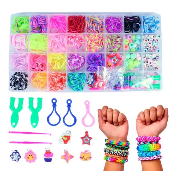 Kit de miçangas para Fazer Pulseira  Infantil completo Maleta Missangas 1564 pçs
