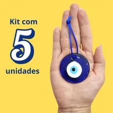 Enfeite de Olho Grego Vidro Murano Kit com 5 Unidades Tira Inveja Amuleto da Sorte