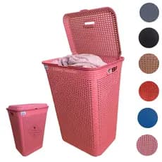 Cesto de Roupa Suja Infantil Bebê com Tampa Rattan 72 Litros Rosa Azul Vermelho Brinquedos