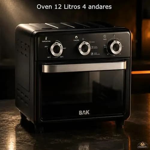 Forno Air Fryer Oven Bak 12l 1000w Multifuncional Cesto Fritadeira Sem Óleo Forno Elétrico Grande Visor Painel Gourmet