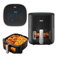 Air Fryer Touch Fritadeira Family 5,5l Bak 1500w Sem Óleo Painel Digital Inteligente Frita Assa Grande Preta Premium