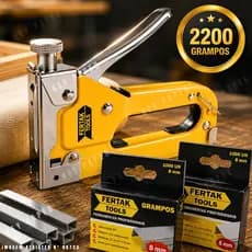 Grampeador Tapeceiro 4-14mm Fertak + 2200 Grampos Ferramentas Profissional