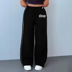 Calça Reta Larga Preta Tactel Feminina Chicago Y2K Tecnosport - Tendência Fashion Streetwear