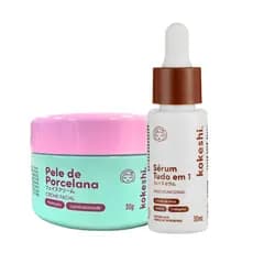 Kit Kokeshi Creme Facial Pele de Porcelana Sérum tudo em 1