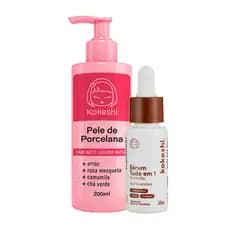 Kit Sabonete Facial e Sérum tudo em 1 Pele de Porcelana Rotina Prática