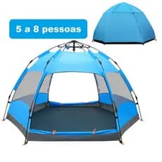 Barraca Automática 5/8 Pessoas Camping Acampamento Impermeável Azul