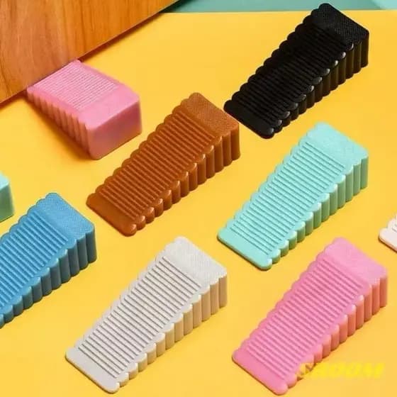 Kit com 6 Trava Portas Batente Universal de Borracha