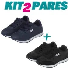 Kit 2 Pares de Tênis Infantil Masculino Menino Jogging Marinho e Preto Kidstep