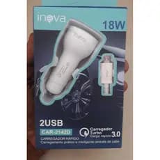 Kit  =  Carregador Veicular Turbo 2 Saidas  + Adaptador Bluetooth usb com  Auxilar.