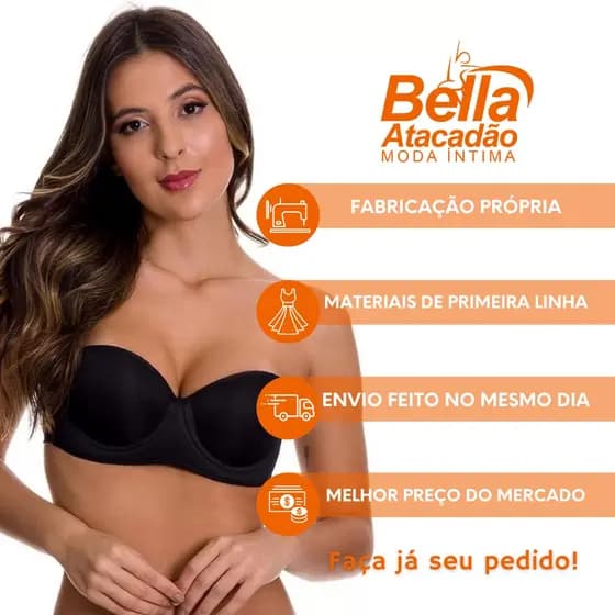 Sutiã Tomara que Caia Pala com Bojo Soutien Confortável Sutian sem alças Bustie