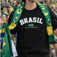 Camiseta Brasil Verão Streetwear Plus Size Copa do Mundo Brasileiro Carnaval Festas Torcida 2026