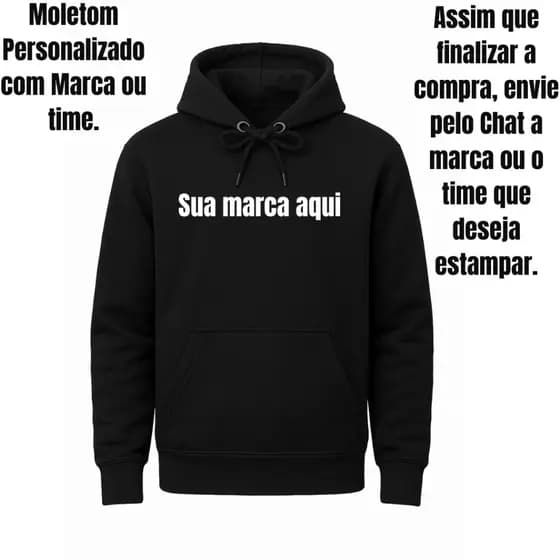 Blusa Moletom Unissex Personalizado Apenas na frente Com Marca ou Time Moletom Flanelado