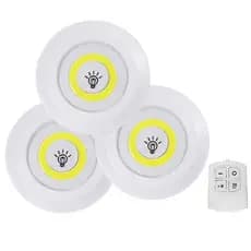 Kit 3 Lâmpadas Luminária Led Spot Sem Fio Controle Remoto