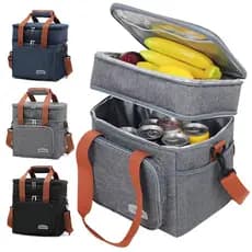 Bolsa Lancheira Térmica Portátil Alça 2 Andares Multiuso Expansível Grande Capacidade Viagens Ao Ar Livre