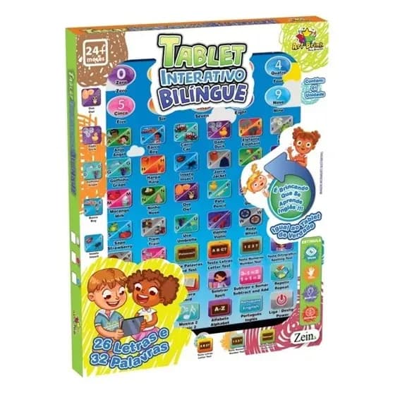 Tablet Educativo Infantil 54 Funções Inglês/Português 20cm x 30cm - ArtBrink