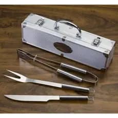Kit de Churrasco 4 Peças em Maleta – Faca, Garfo e Pegador