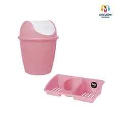Kit Pia de Cozinha Porta Detergente e Lixeira/ Cesta Basculante com Tampa 3,5L