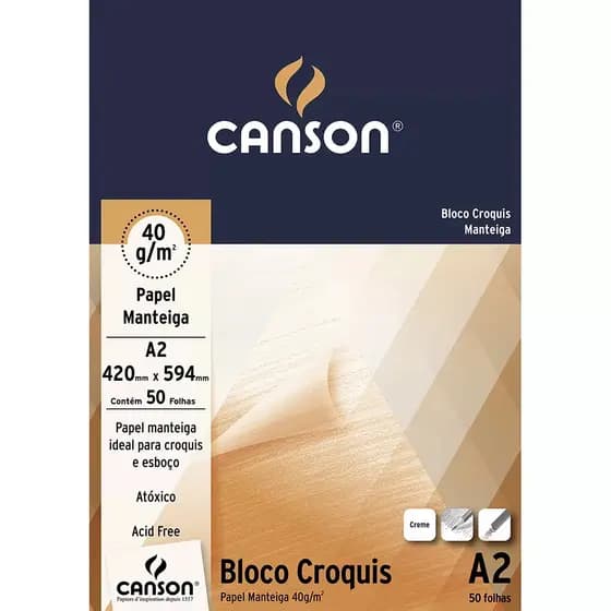 Bloco croquis Manteiga  A2 translúcido 50folhas Canson