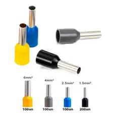 Kit Terminal Ilhós Tubular 500 Peças 1,5 2,5 4 6mm Fio Cabo Elétrico Crimpagem