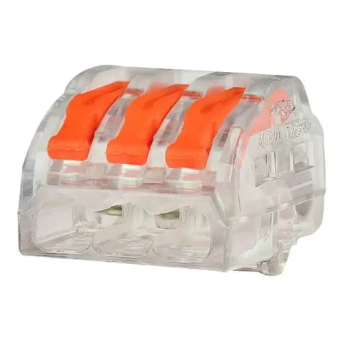 50x Conector Derivação Cristal Jack 3 Vias Tipo Wago 222-413