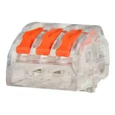 50x Conector Derivação Cristal Jack 3 Vias Tipo Wago 222-413