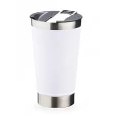 Copo Térmico Inox c/ TAMPA e ABRIDOR(473 ml) - Branco