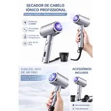 Secador de Cabelo Profissional Iônico 2100W Secagem Rápida 110V com Bico Concentrador