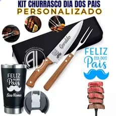 Kit Churrasco 4 Peças Feliz Dia Dos Pais Personalizado Gravação a Laser