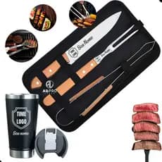 Kit Churrasco 3 Peças ou  Kit Churrasco 3 Peças + Copo Personalizado Logo Time Nome Empresa