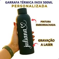 Garrafa Térmica Inox 500ML Pintura Emborrachada Personalizada a Laser