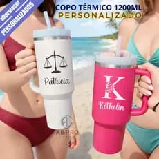 Copo Garrafa Térmica Inox 1200ml com Canudo Personalizada