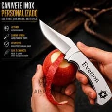 Canivete De bolso em Aço Inoxidavel Personalizado Laser Seu Nome Desenho Agro