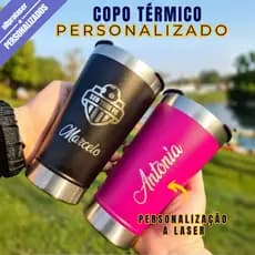 Copo Térmico 473ml Personalizado a Laser Nome Time Logo  Presente Envio Imediato