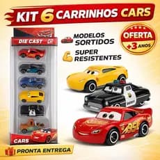Kit 6 Carrinhos Cars Relâmpago McQueen Metal Diecast Miniatura 1:55 Infantil Coleção