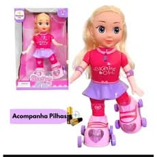 Boneca Patinadora Musical Com Luzes E Movimento Skating Girl Infantil